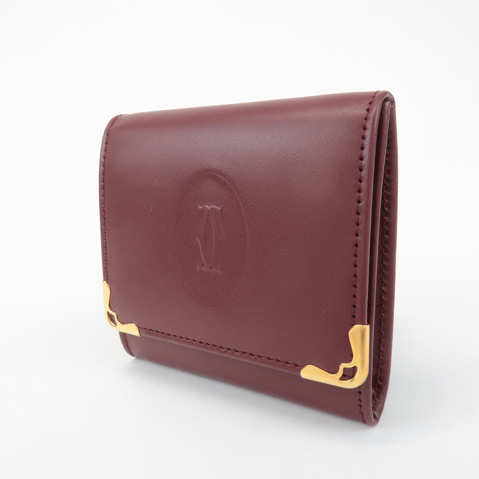 Cartier Mustline Leather Coin Case Bordeaux Used