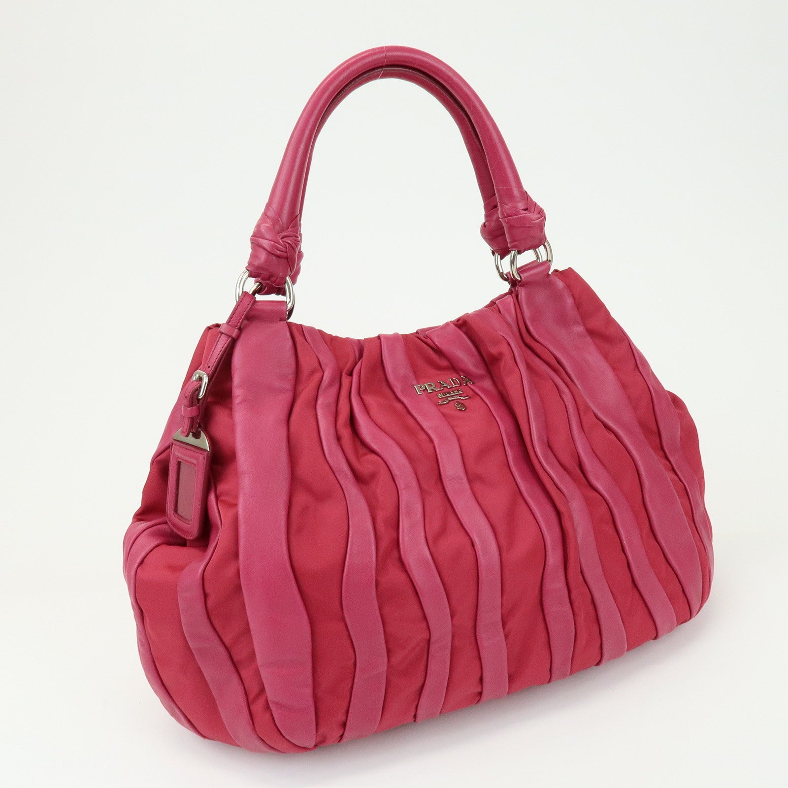 PRADA Nappa Leather Nylon Hand Bag Shoulder Bag Pink BR3994
