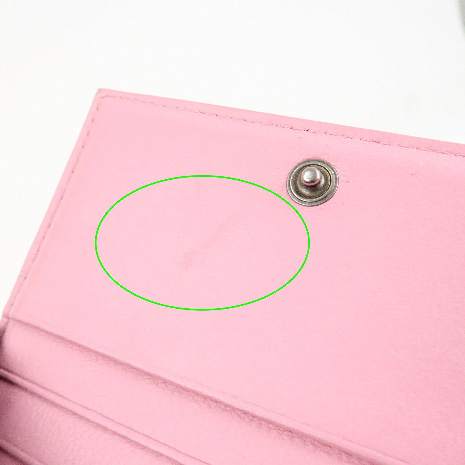 BALENCIAGA Leather Neo Classic Mini Wallet Pink Silver HDW 640111 Used