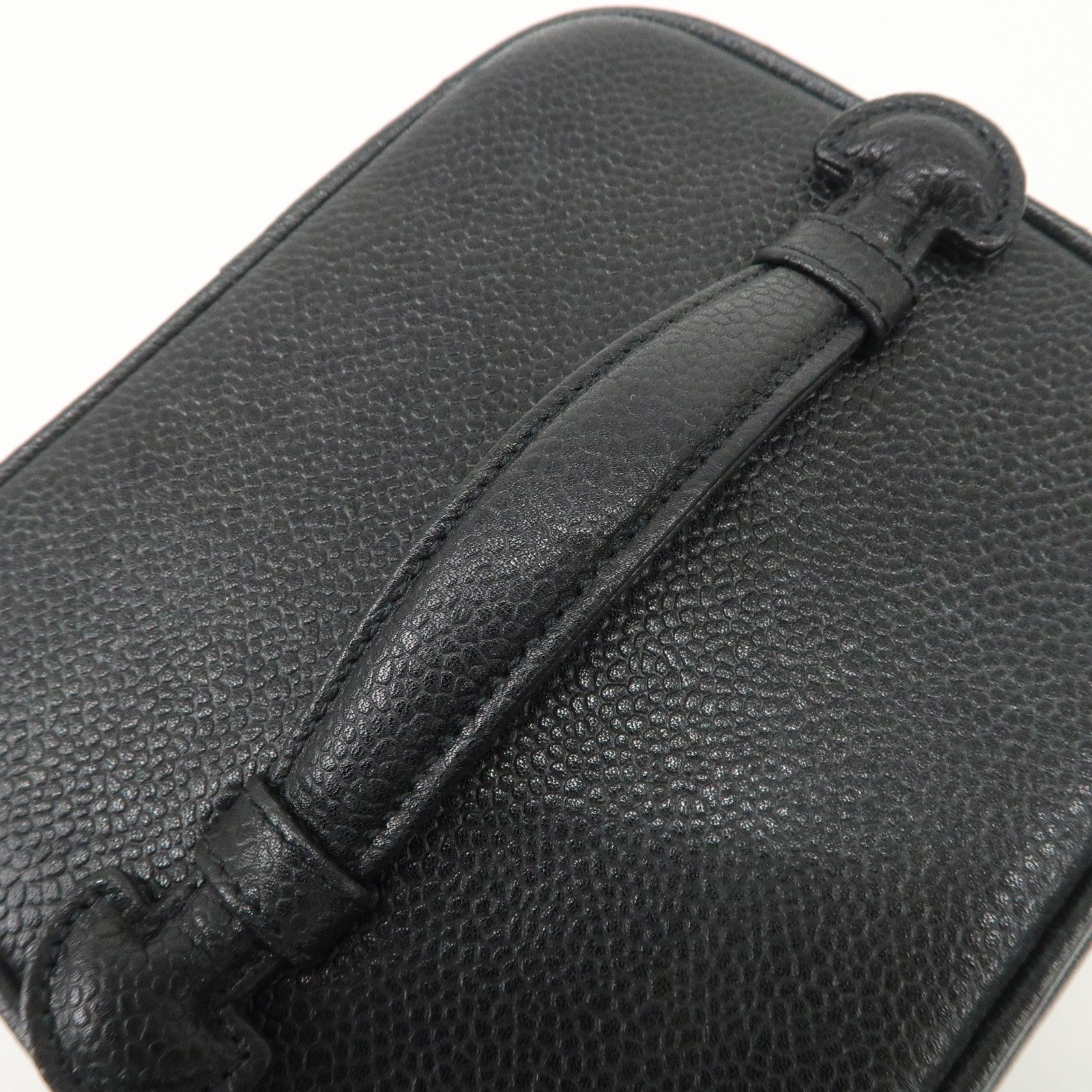 CHANEL COCO Mark Caviarskin Vanity Bag Hand Bag Cosmetic Bag Black A01998