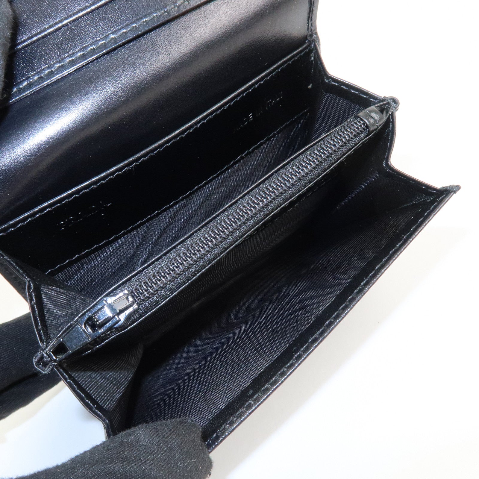 PRADA Logo Leather Compact Wallet Card Case Coin Case Black