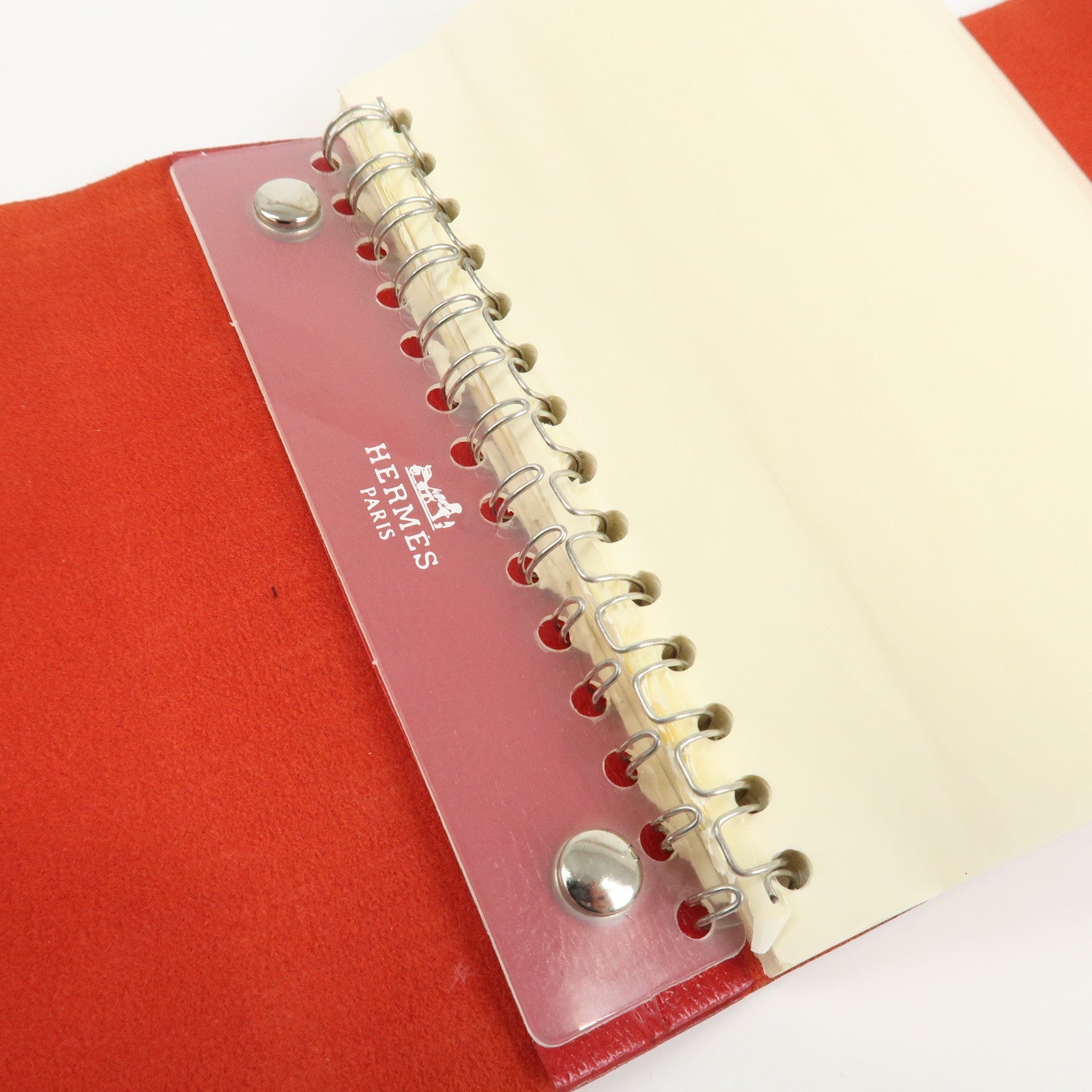 HERMES Cahier Rouleaul Leather Notebook Cover Red