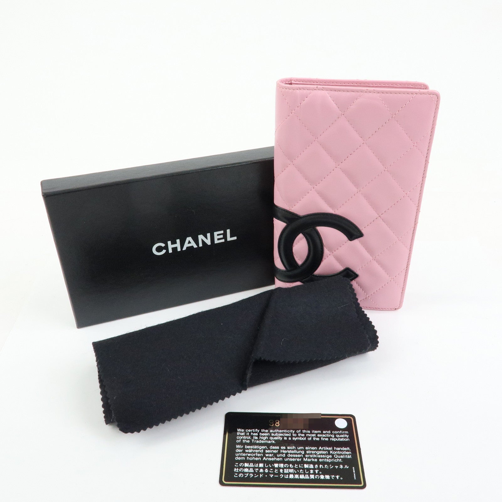CHANEL Cambon Line COCO Mark Lambskin Long Wallet Pink A26717
