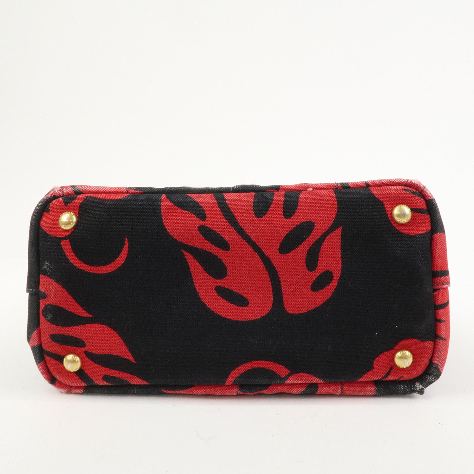 PRADA Canapa Mini 2Way Bag Tote Bag Black Red BN2439G
