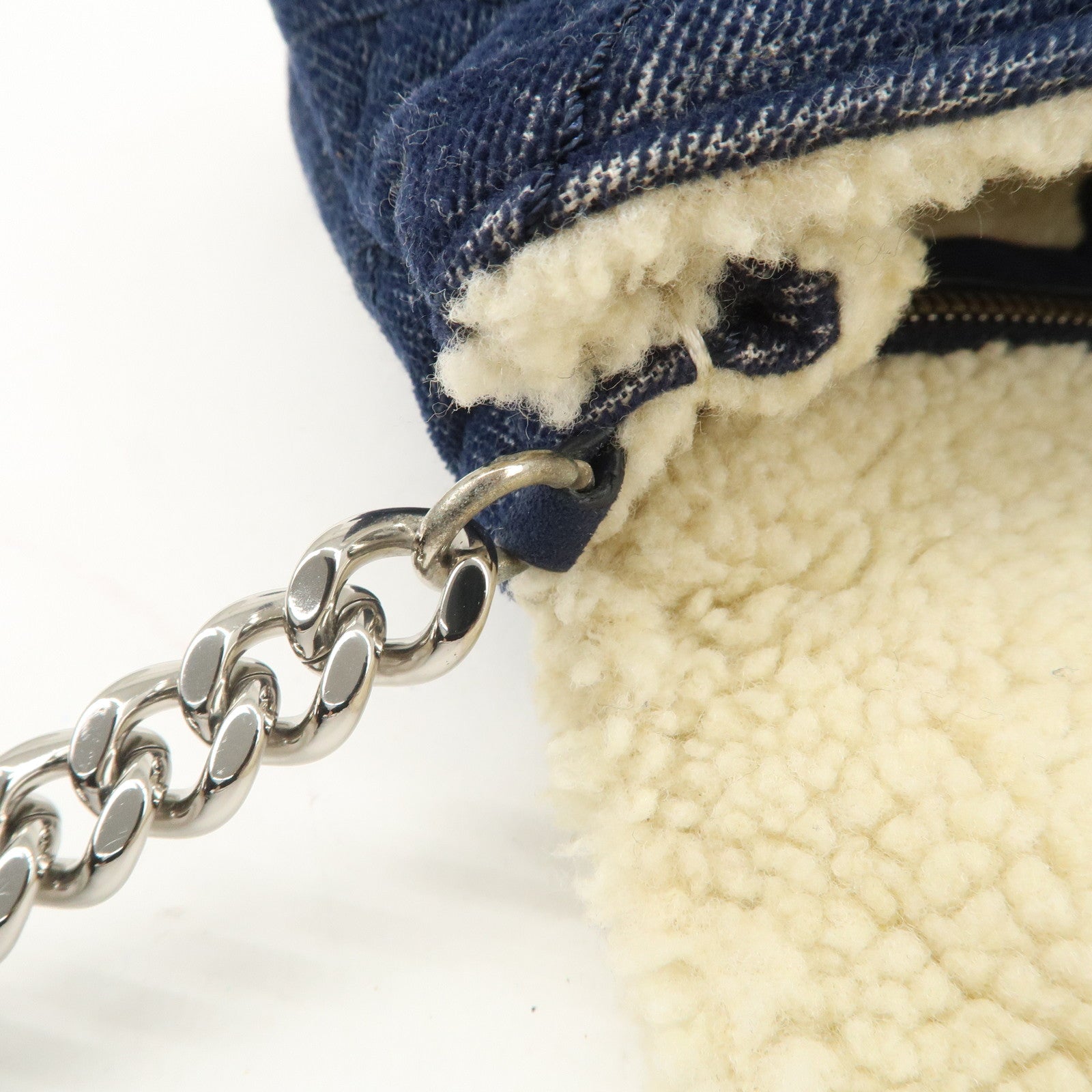 STELLA MCCARTNEY Denim Fur Falabella Shoulder Bag Crossbody Bag