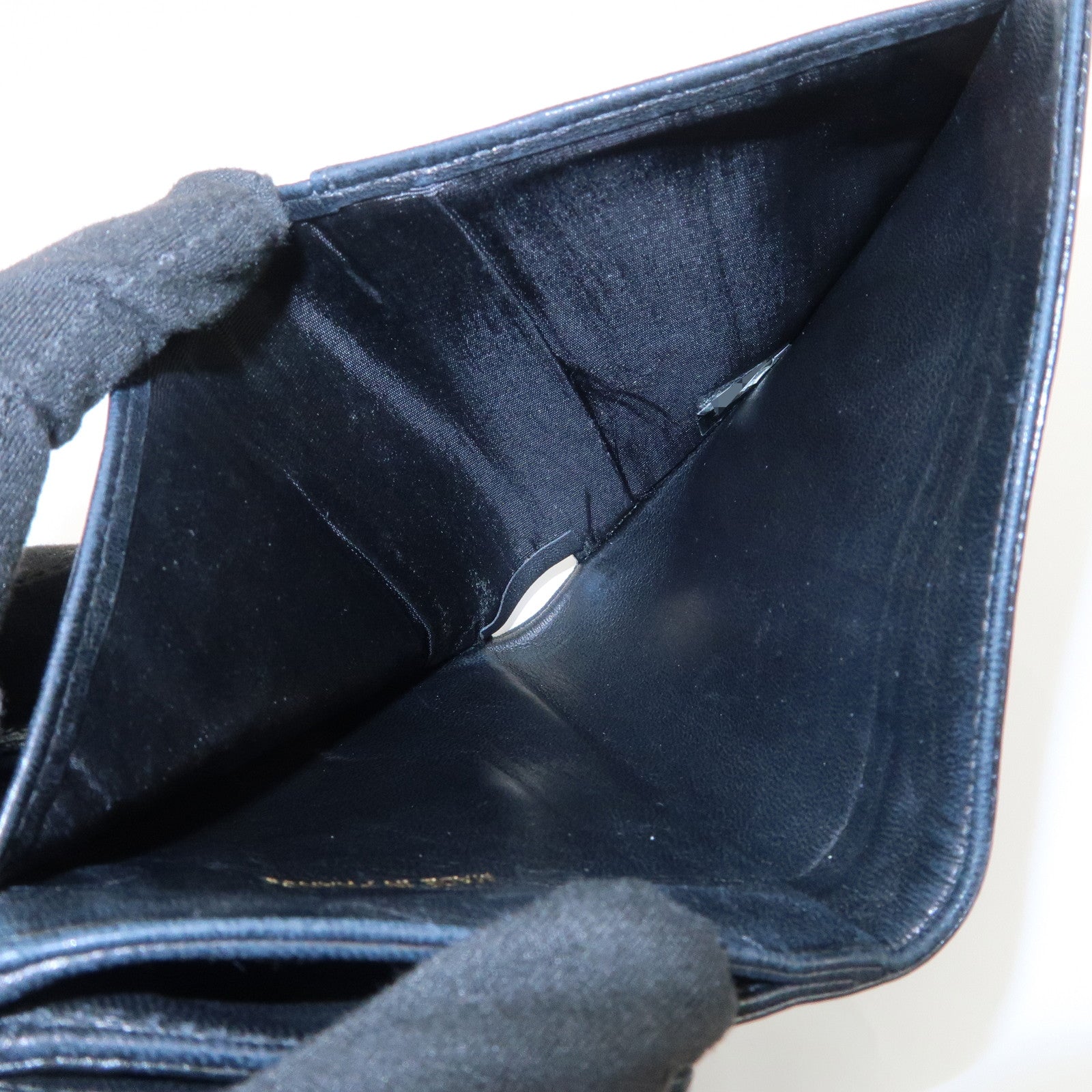 CHANEL COCO Mark Caviarskin Double Hook Wallet Black A13496