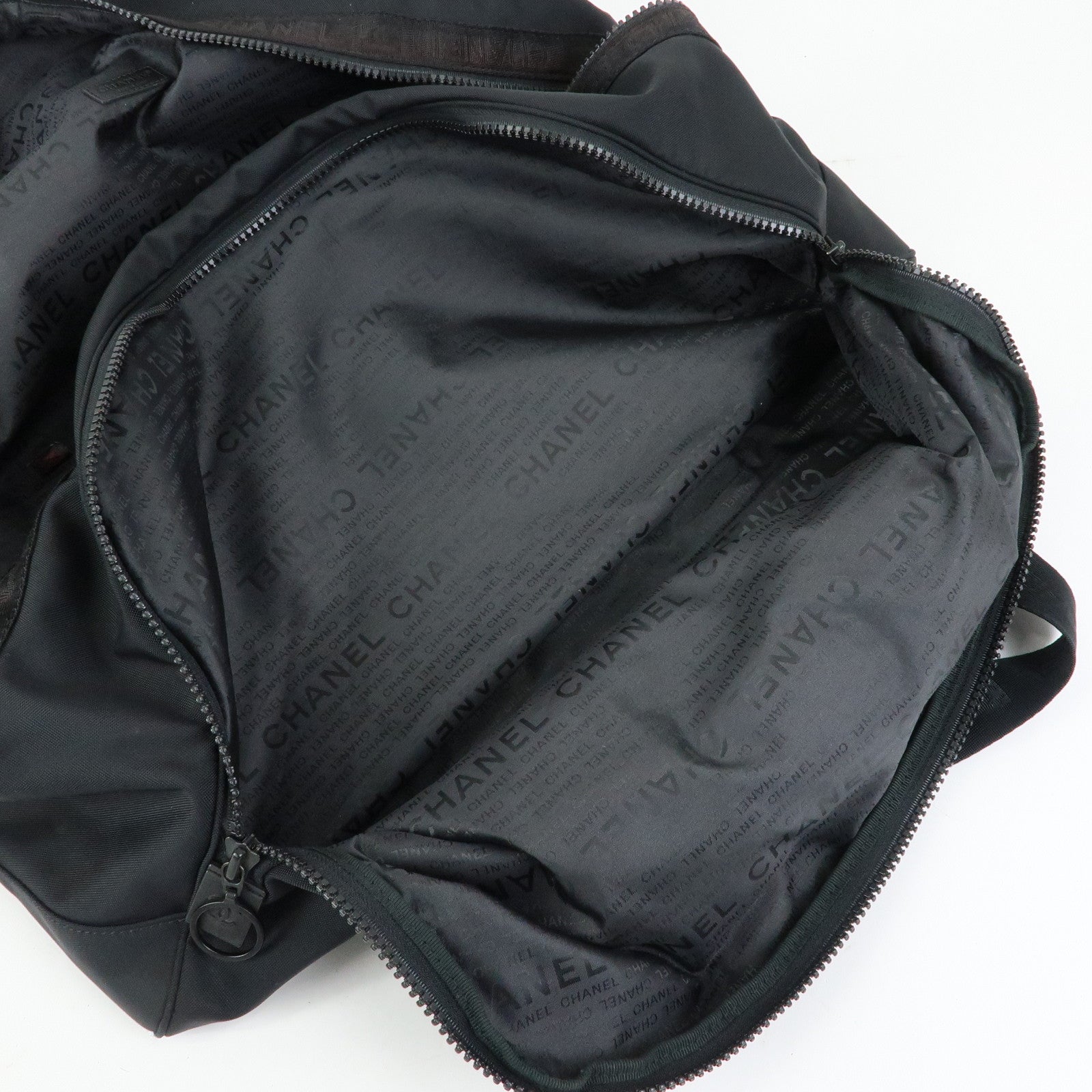 CHANEL COCO Mark Sport Line Nylon Boston Bag Shoulder Bag Black