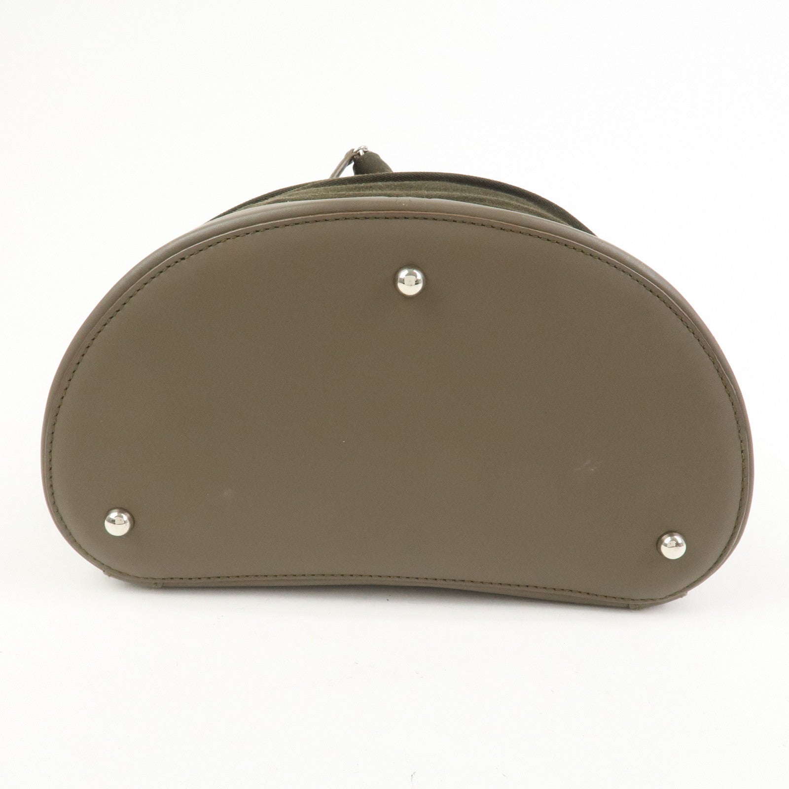 LOEWE Anagram Canvas Leather Backpack Rucksuck Khaki Brown