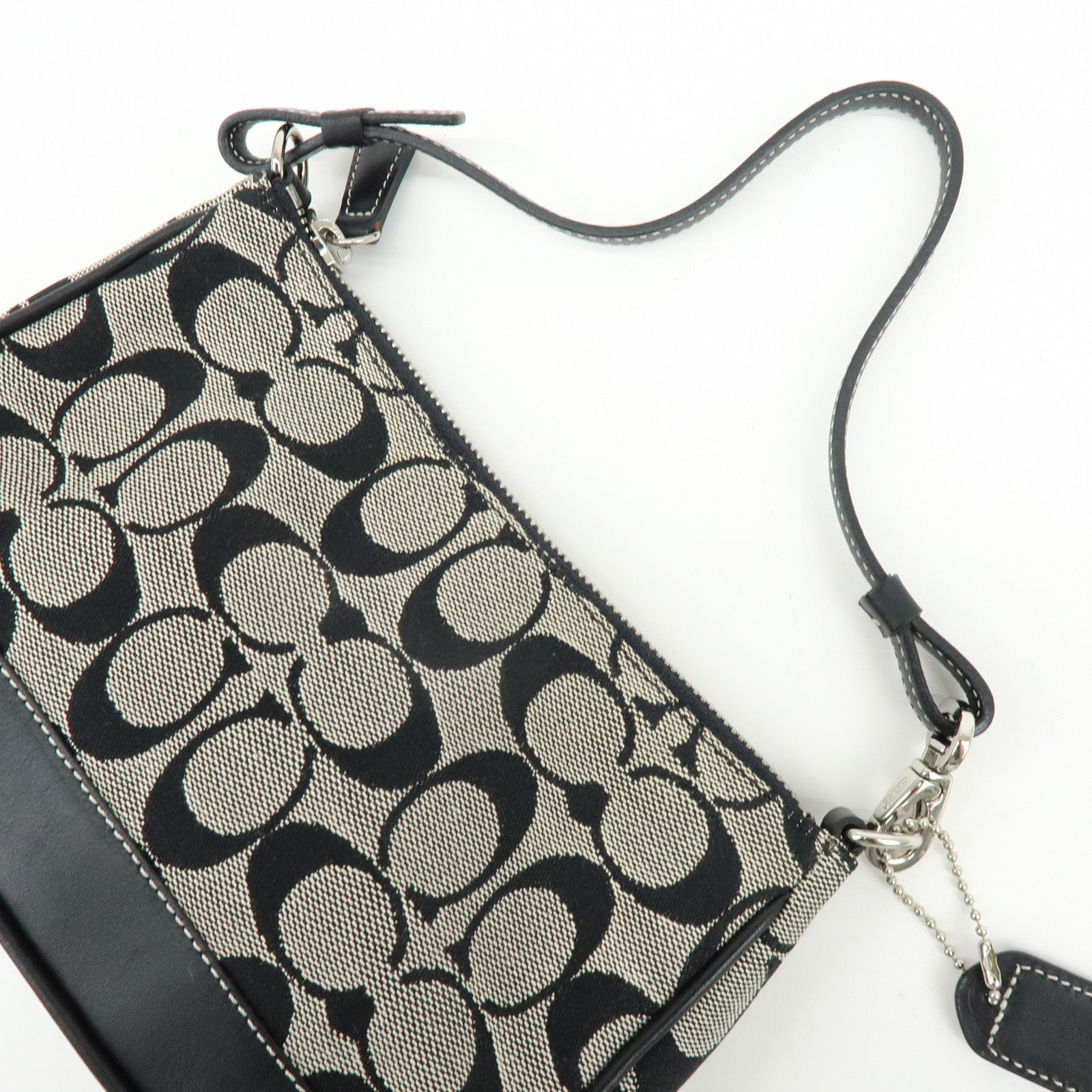 COACH Signature Canvas Leather Hand Bag Pouch Black