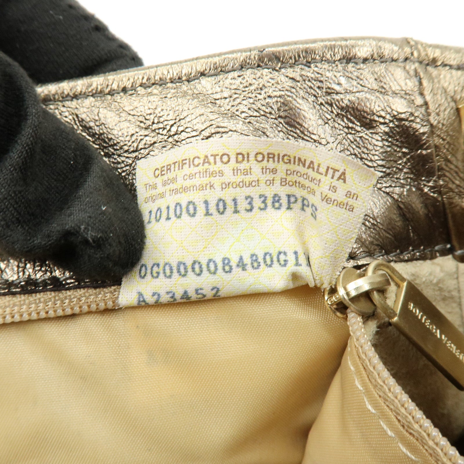 BOTTEGA VENETA Intrecciato Leather Shoulder Bag Gold Blue 101001