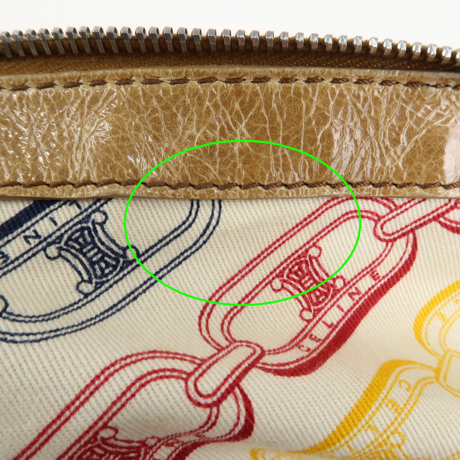 CELINE Macadam Patent Leather Shoulder Bag Tote Bag Light Brown