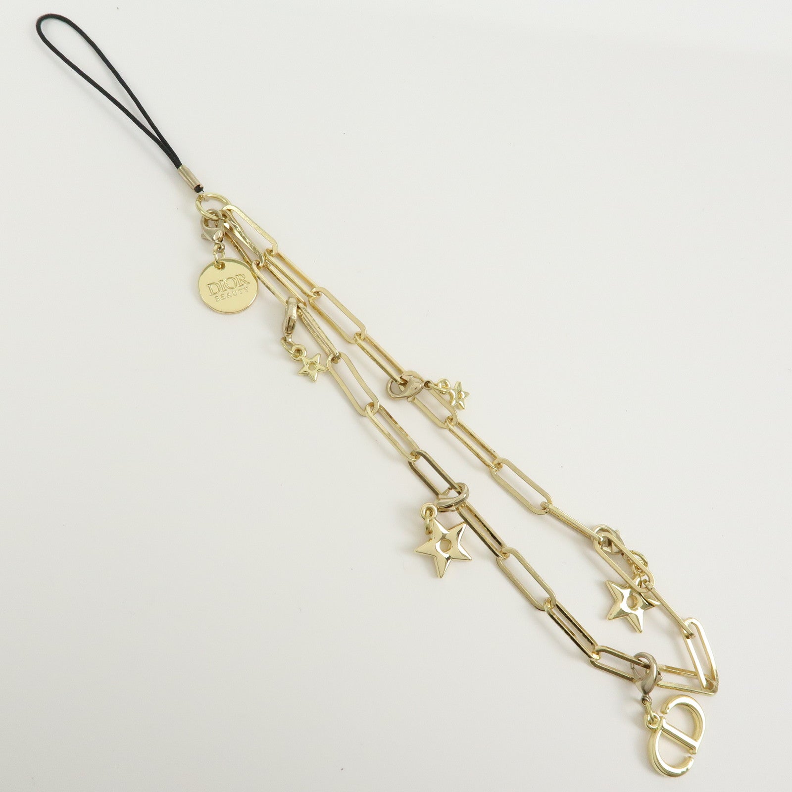 Christian Dior Star Motif CD Logo Metal Bag Charm Key Holder Gold