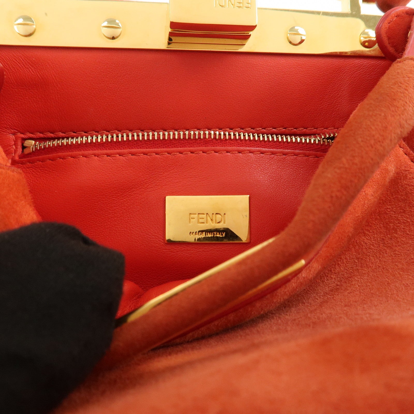 FENDI Peekaboo XS Suede 2Way Hand Bag Shoulder Crossbody Bag 8BN309