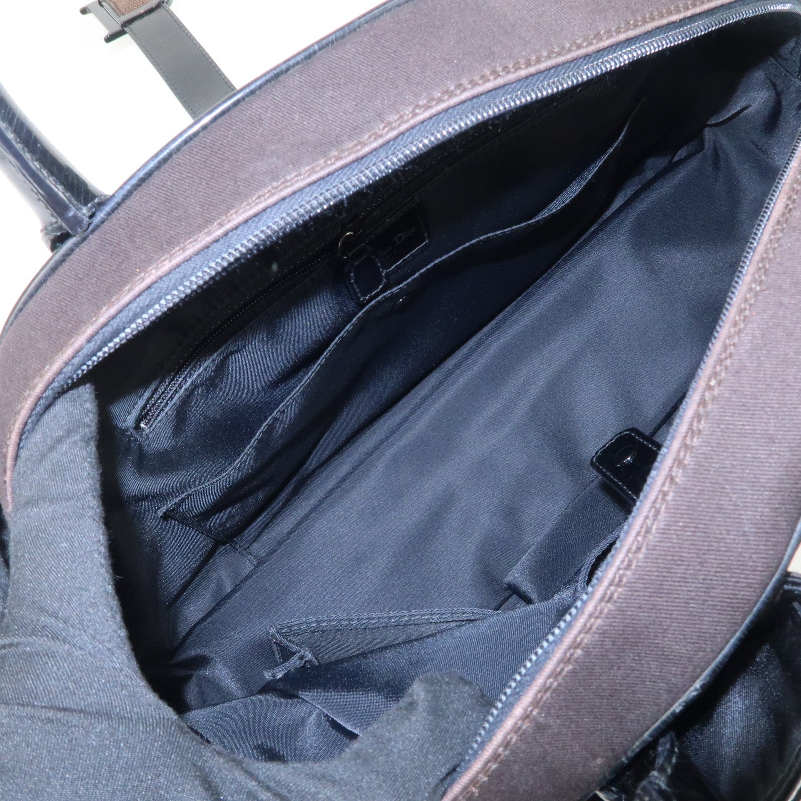 Christian Dior Double Saddle Canvas Patent Leather Hand Bag Used