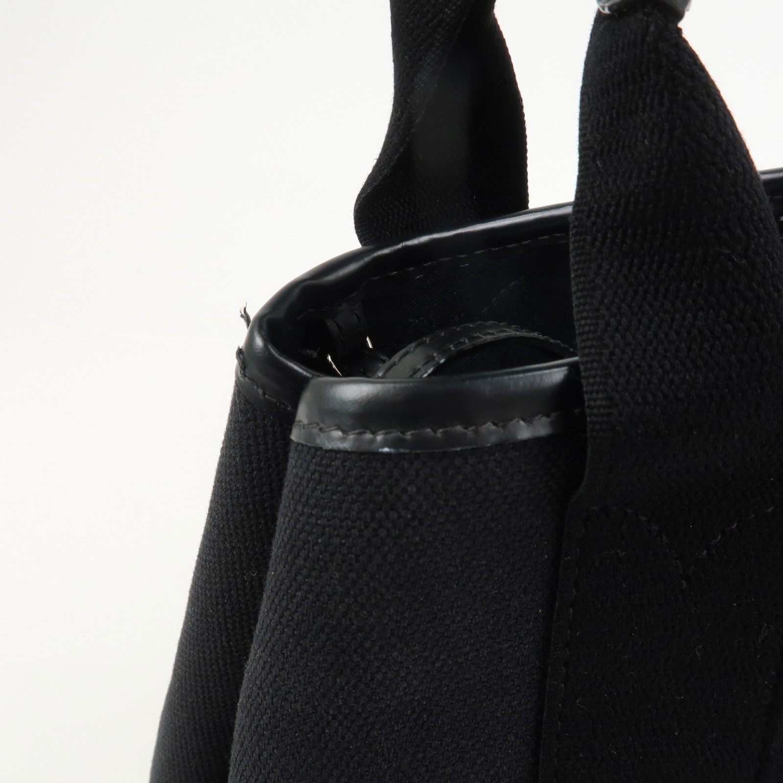 BALENCIAGA Navy Cabas S Leather Tote Bag Hand Bag Black 339933