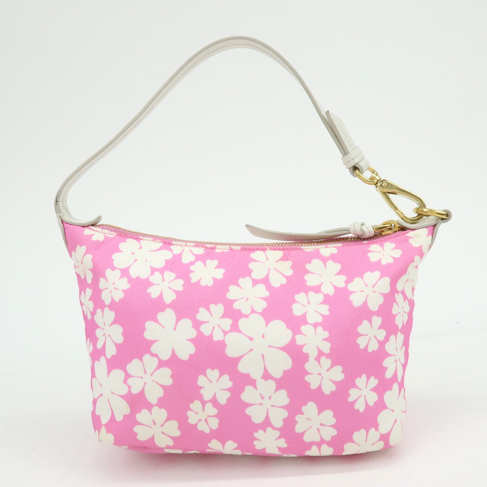 MIU MIU Spirit Canvas Leather Mini Hand Bag Pink White 5NE841