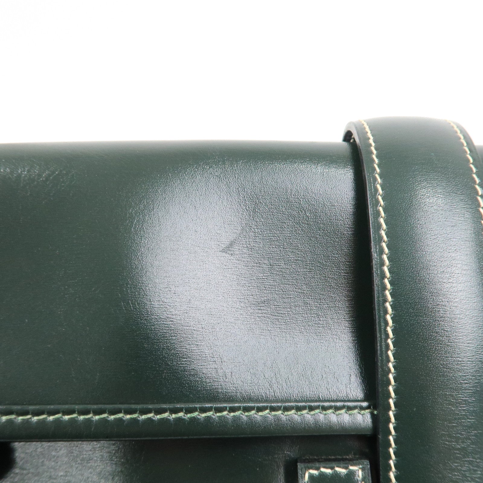 HERMES Box Calf Gige PM Clutch Bag O Stamped Dark Green