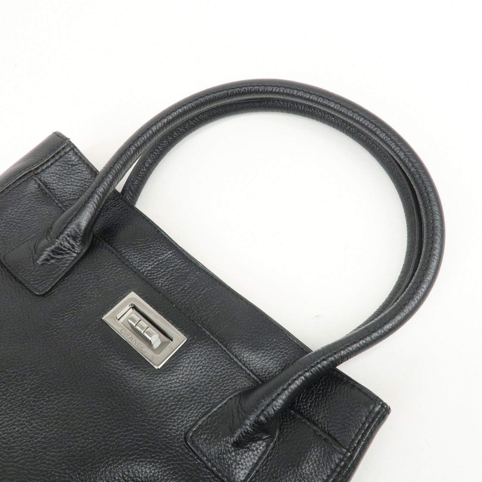 CHANEL 2.55 Caviarskin Executive Tote Bag Hand Bag Black