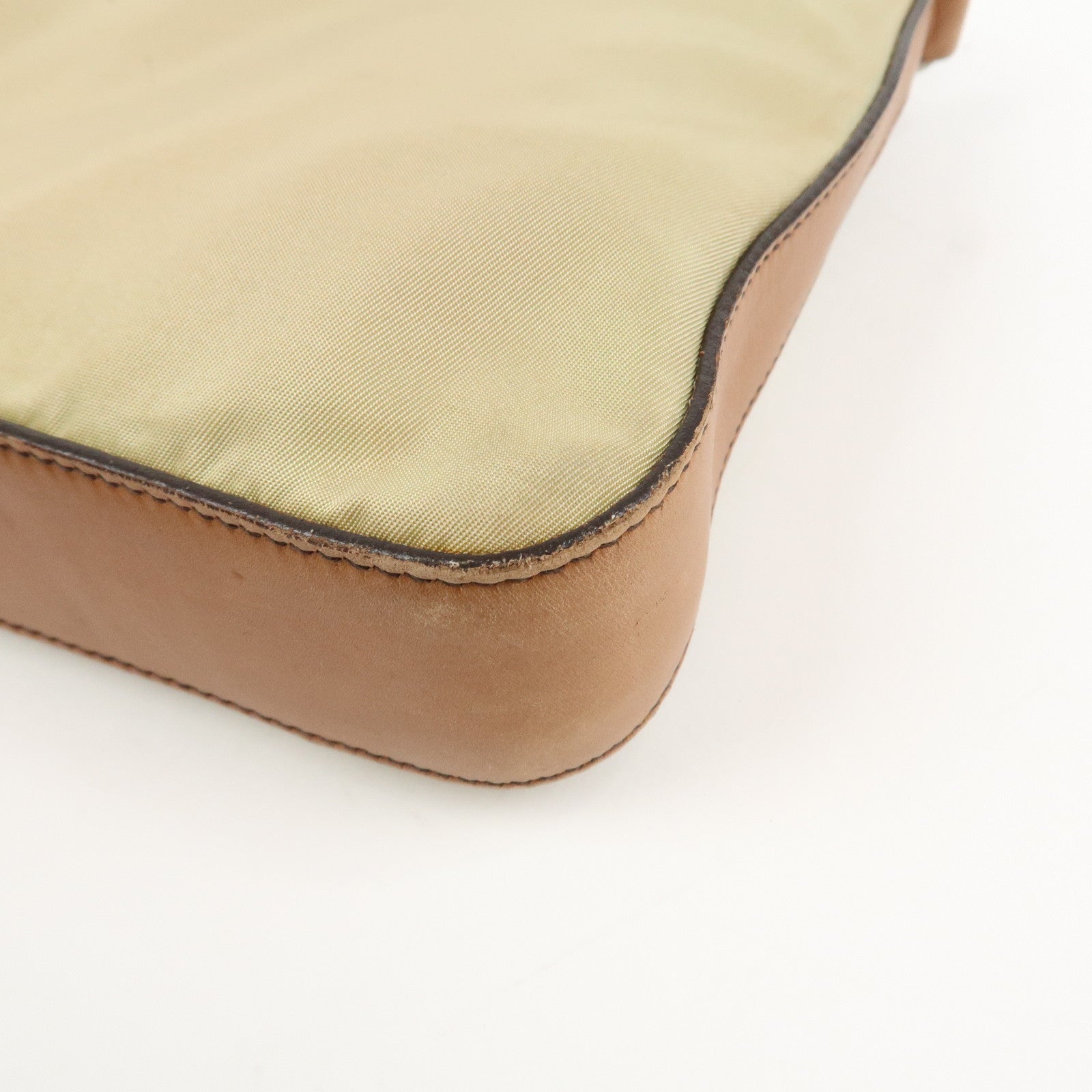 PRADA Triangle Logo Nylon Shoulder Bag Brown BR2205