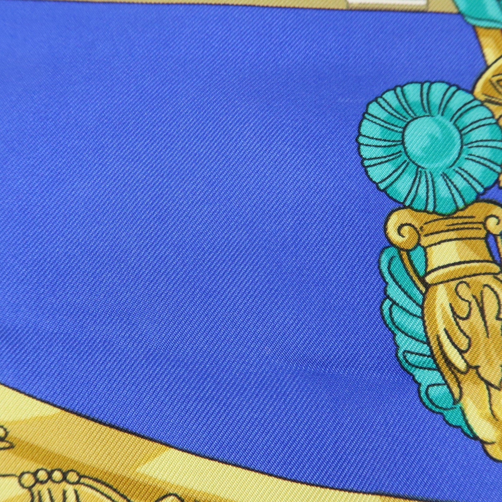 HERMES Carre 90 Silk 100% Scarf HOMMAGE A CHARLES GARNIER Blue
