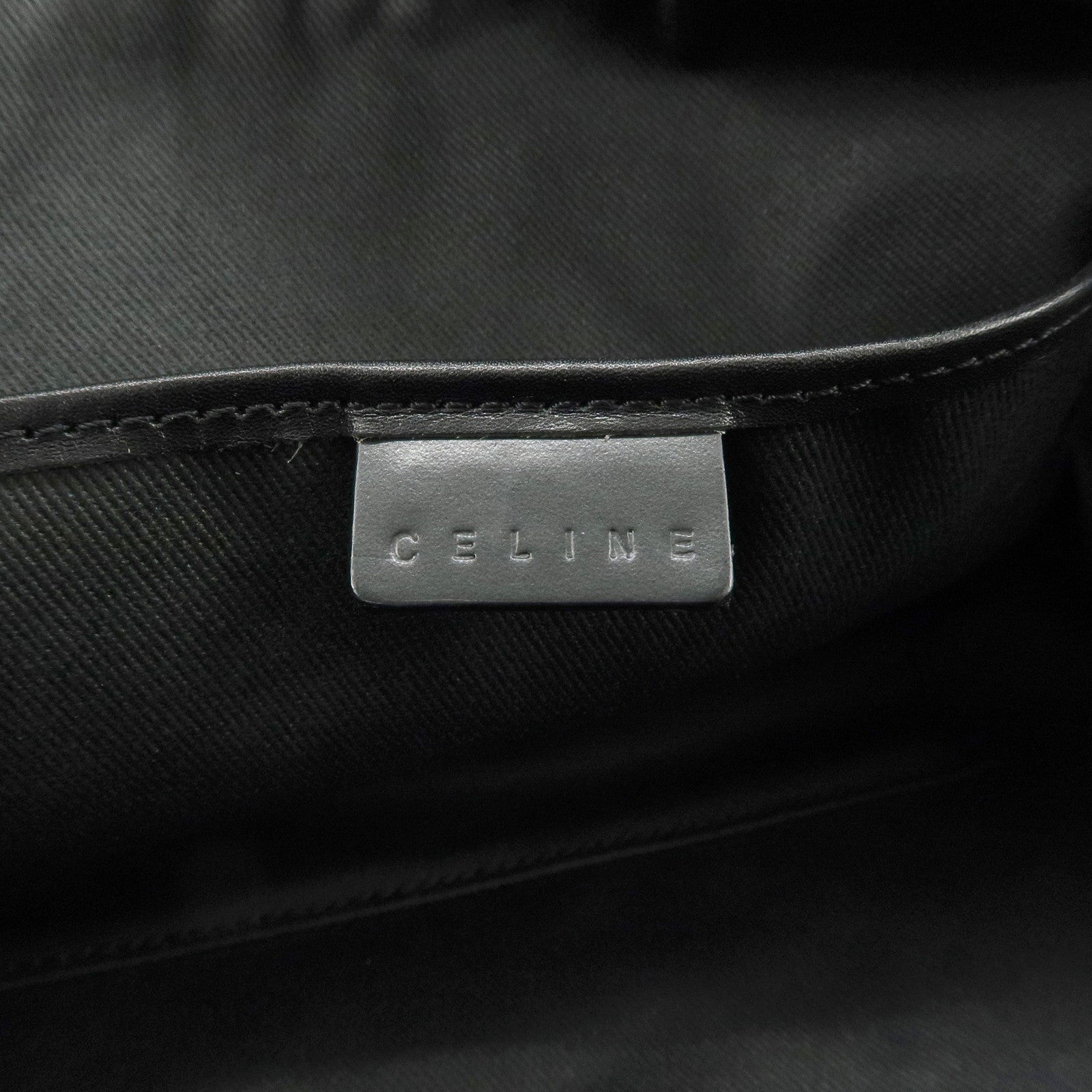 CELINE C Macadam Canvas Leather Mini Boston Bag Black