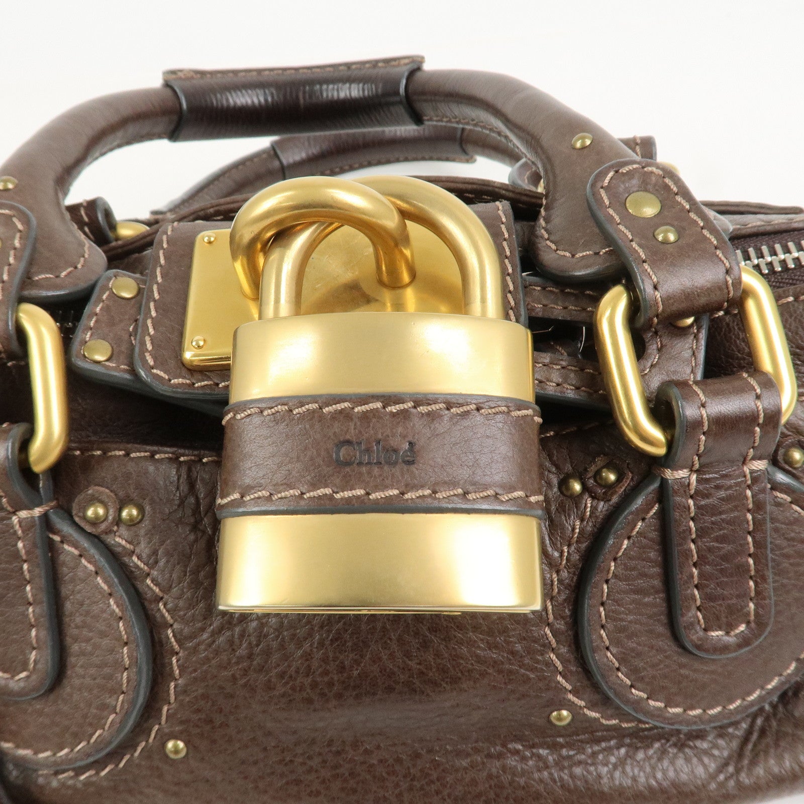 Chloe Paddington MINI Leather Hand Bag Shoulder Bag Brown