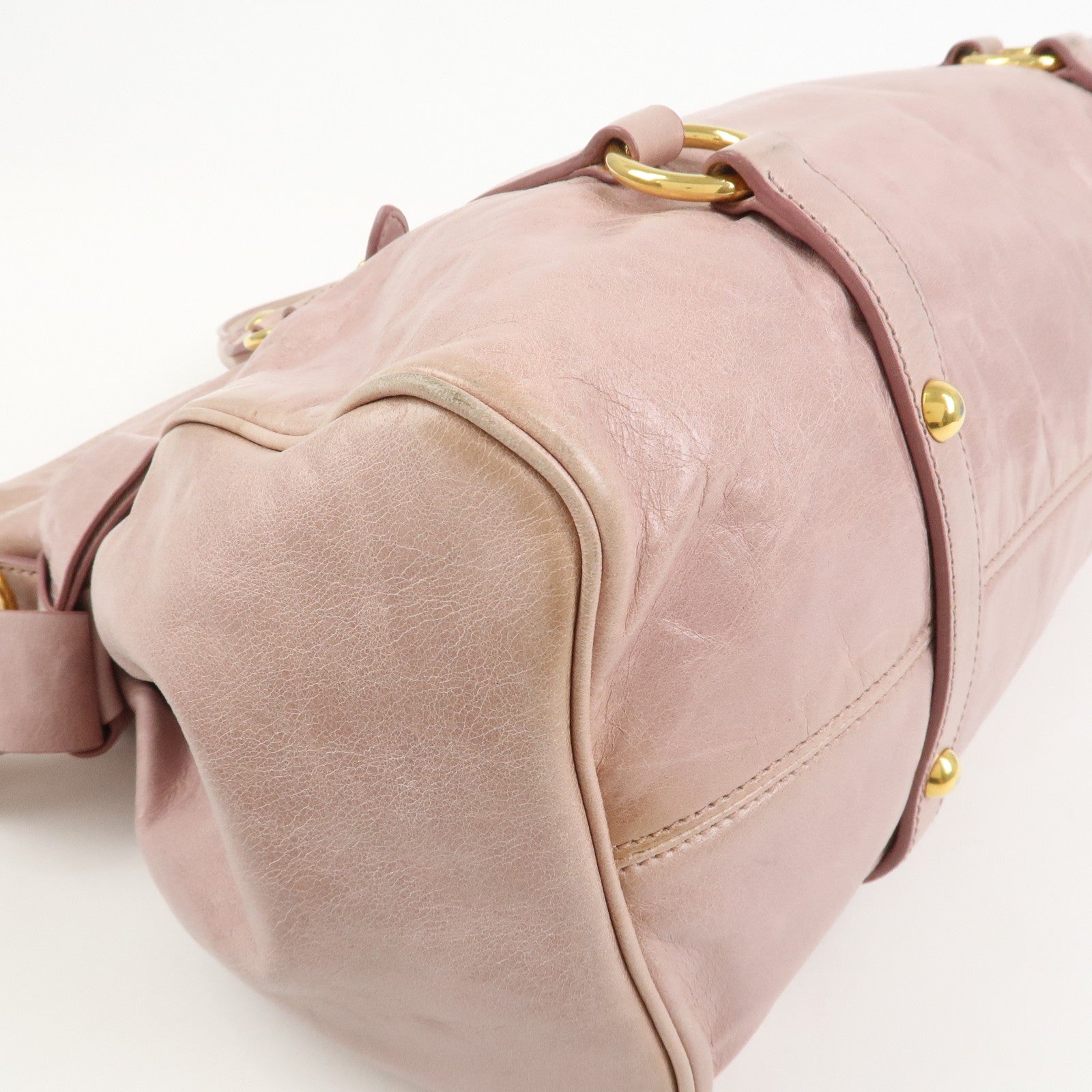 MIU MIU Side Ribbon Leather 2Way Shoulder Bag Hand Bag Pink RT0438