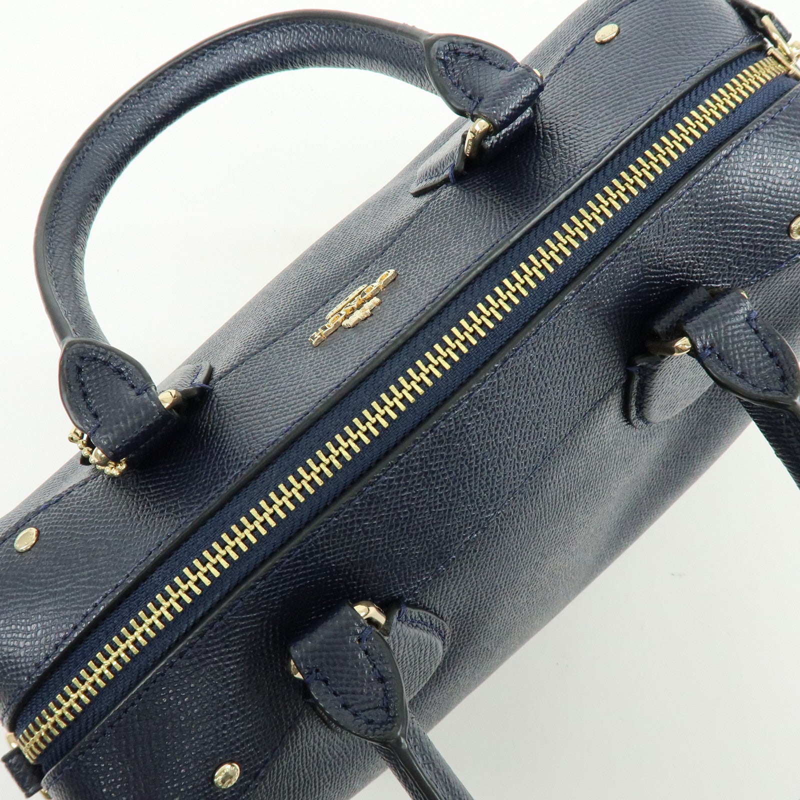 COACH Leather 2Way Shoulder Bag Hand Bag Navy