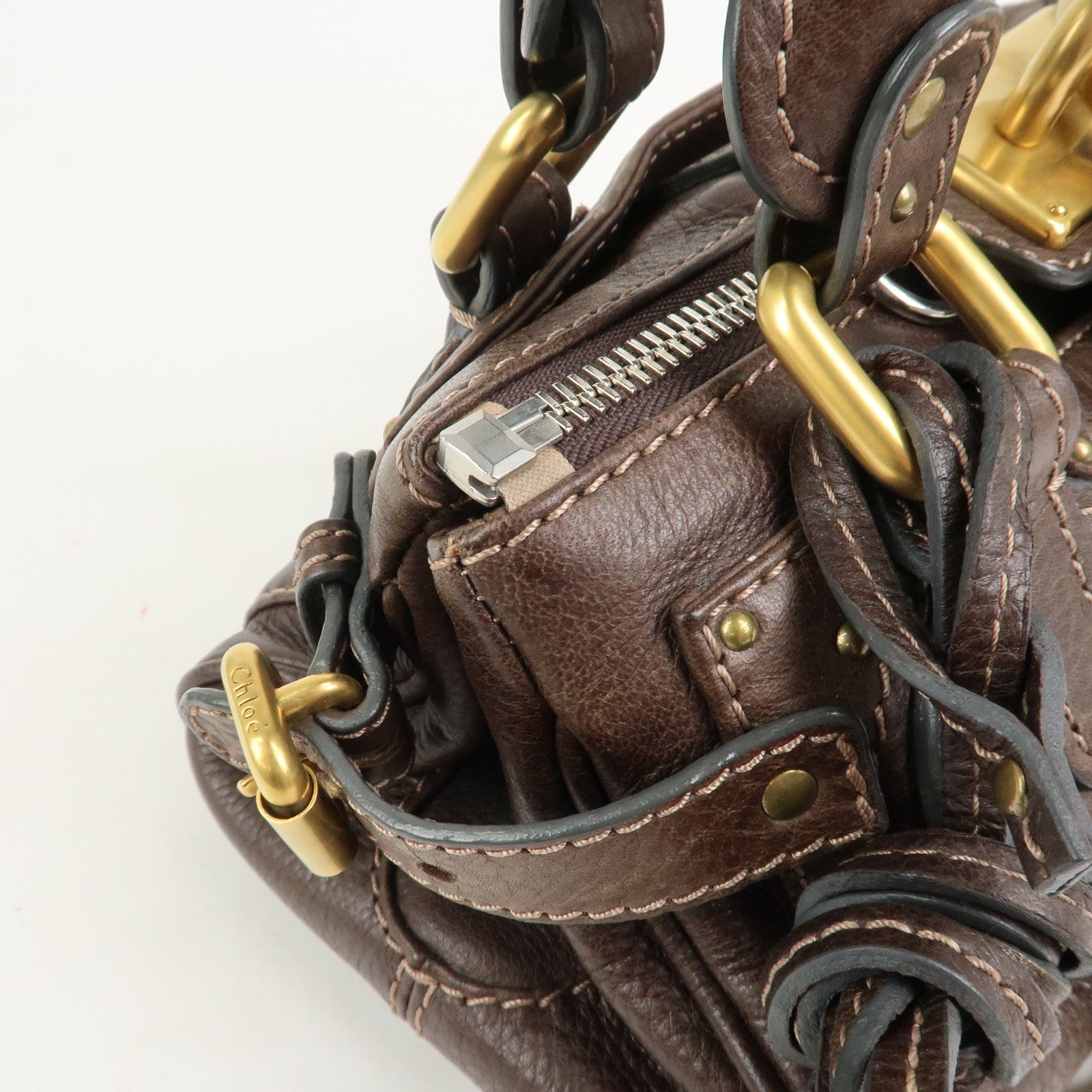 Chloe Paddington MINI Leather Hand Bag Shoulder Bag Brown