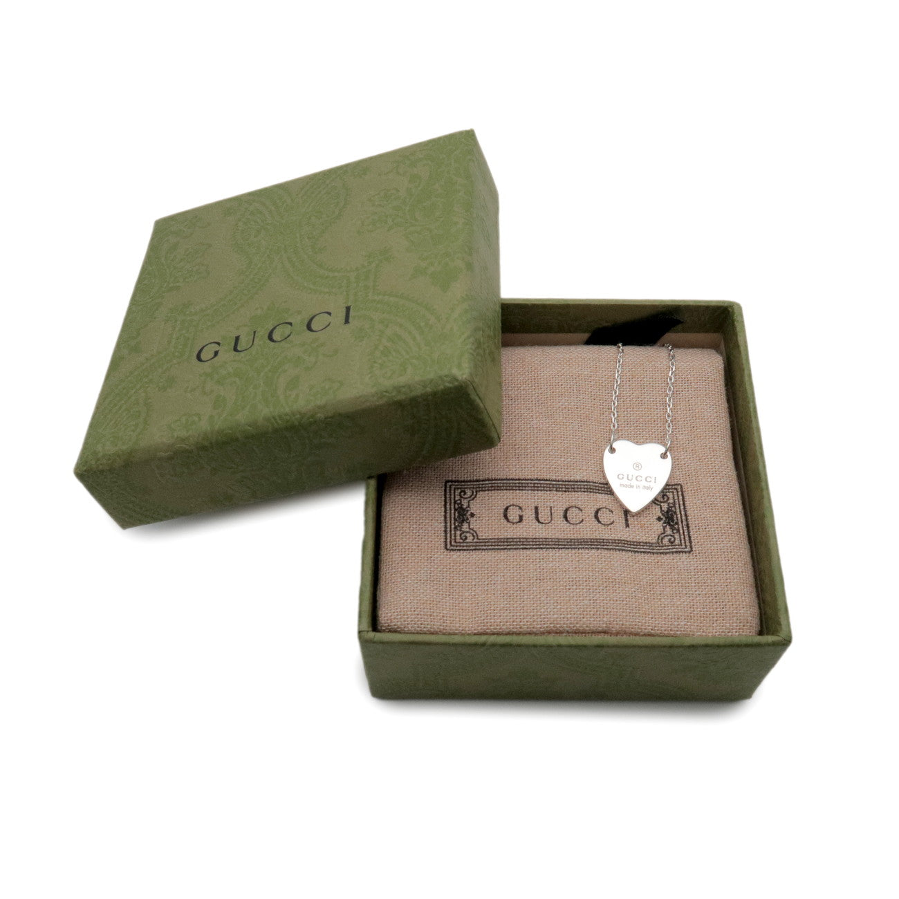 GUCCI Heart Plate Bracelet 17 Engraved SV925 Silver 223513