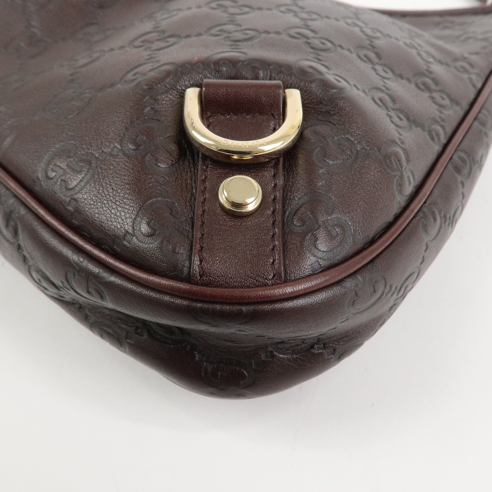 GUCCI Abbey Guccissima Leather Shoulder Bag Dark Brown 130738