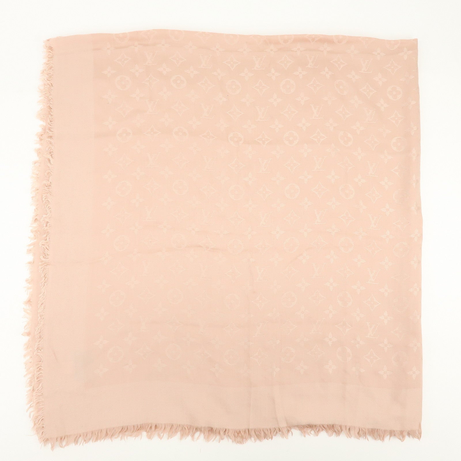 Louis Vuitton Monogram Silk Wook Scarf Shawl Pink 402336