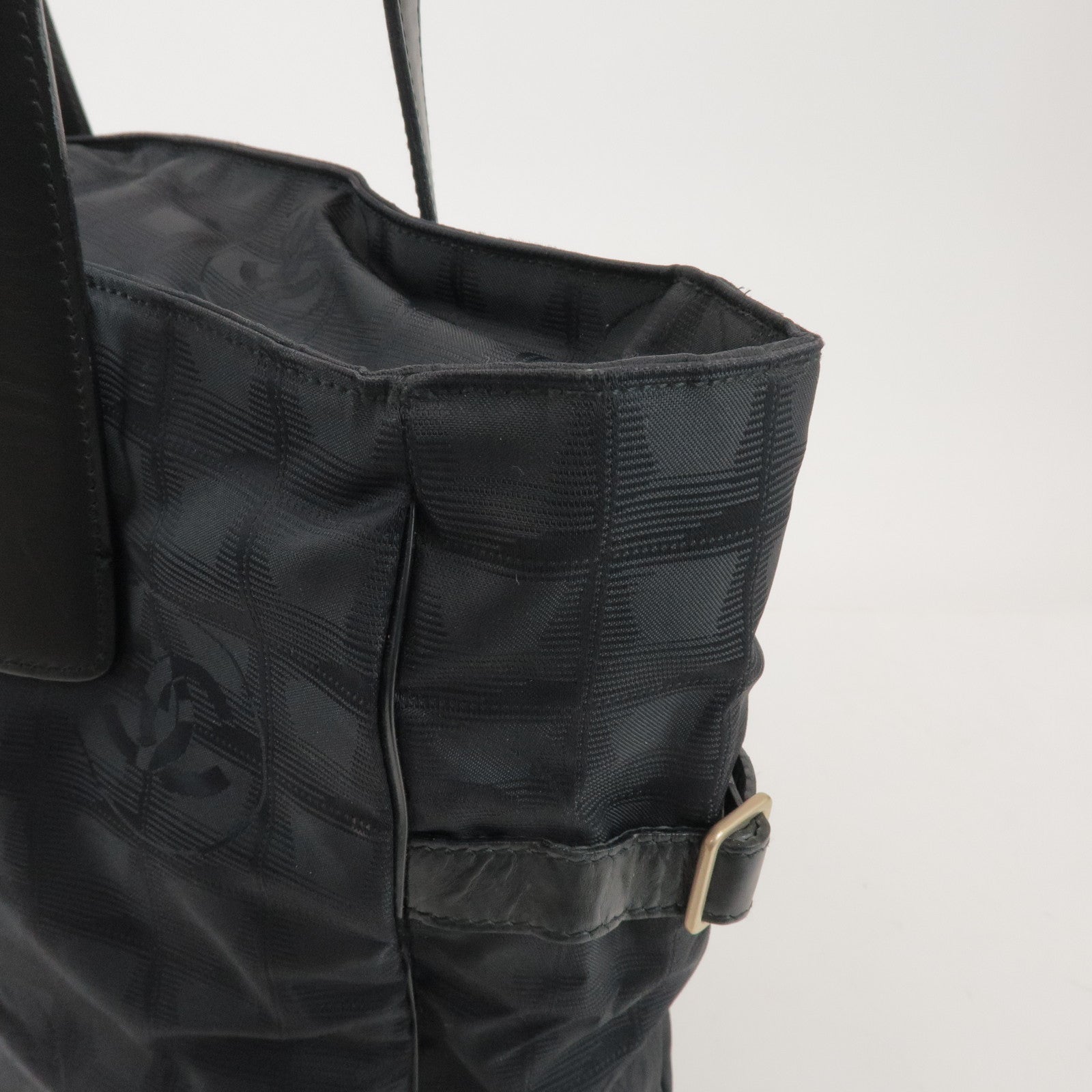 CHANEL New Travel Line Nylon Jacquard Leather Tote Bag GM A15825