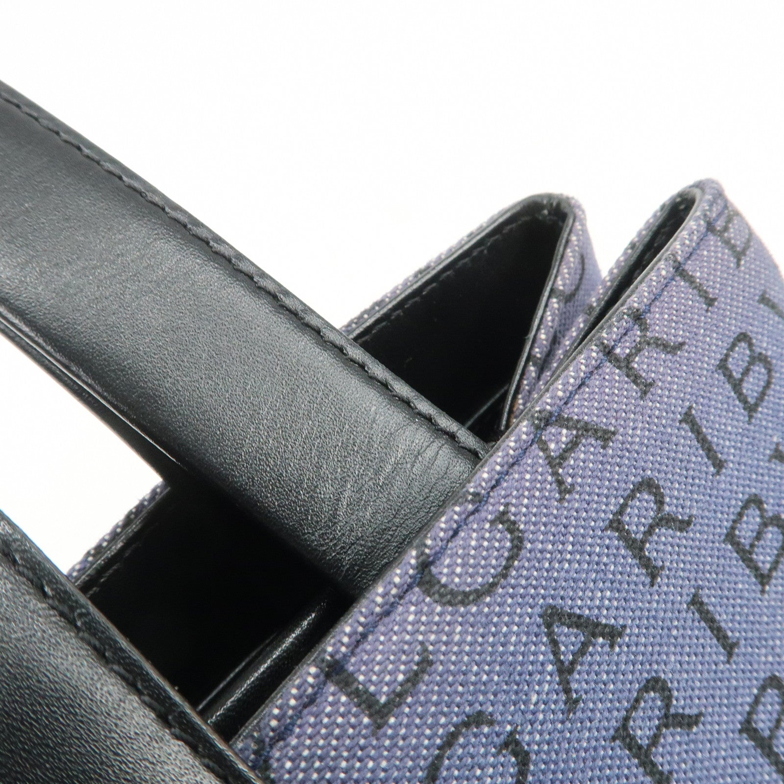 BVLGARI Logo Mania Denim Leather Shoulder Bag Hand Bag Blue Black