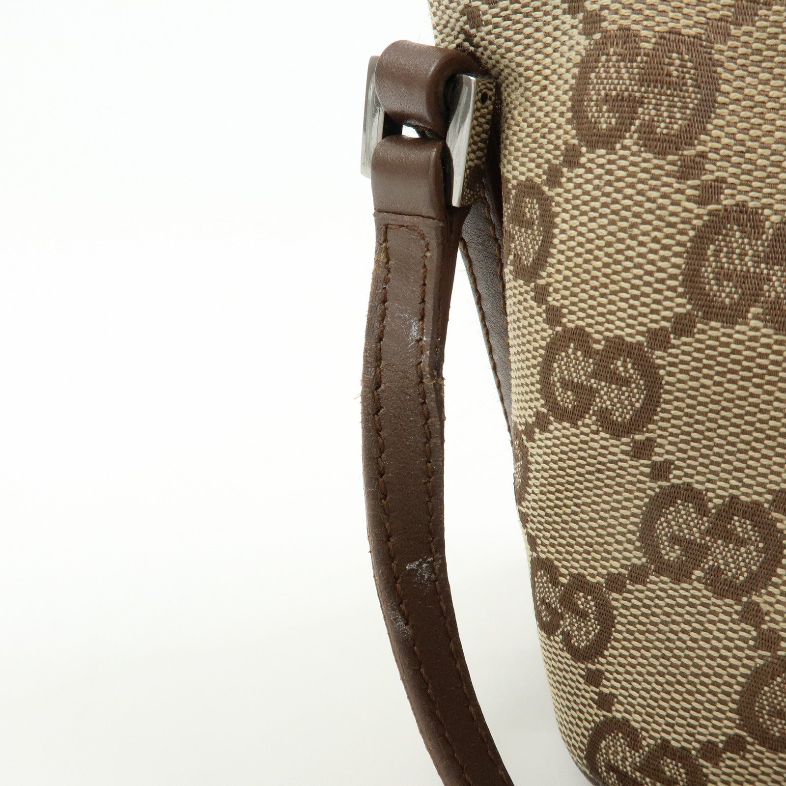 GUCCI Boat Bag GG Canvas Hand Bag Accessory Pouch Beige Brown 07198