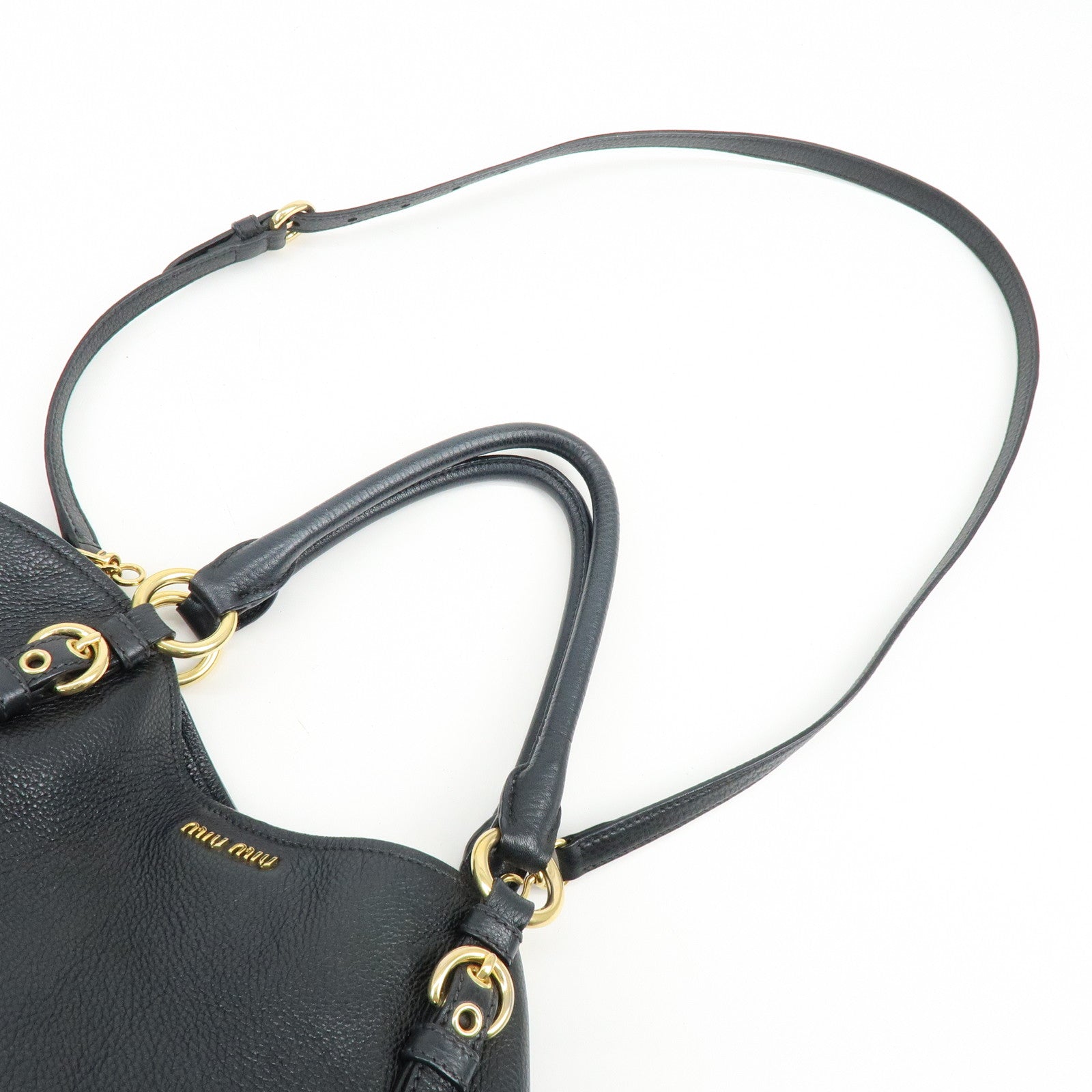 MIU MIU Vittello Phoenix Leather 2Way Hand Shoulder Bag 5BE886