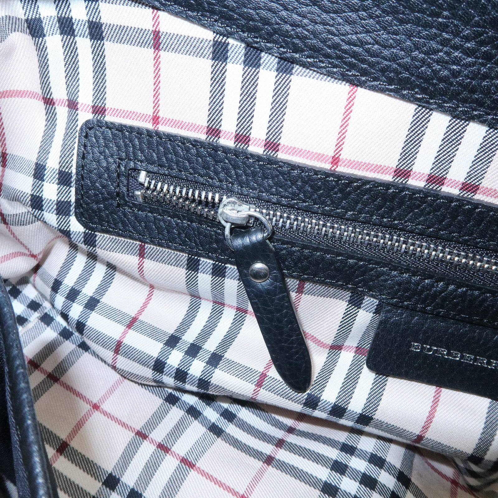 BURBERRY Leather Shoulder Bag Nova Plaid Black