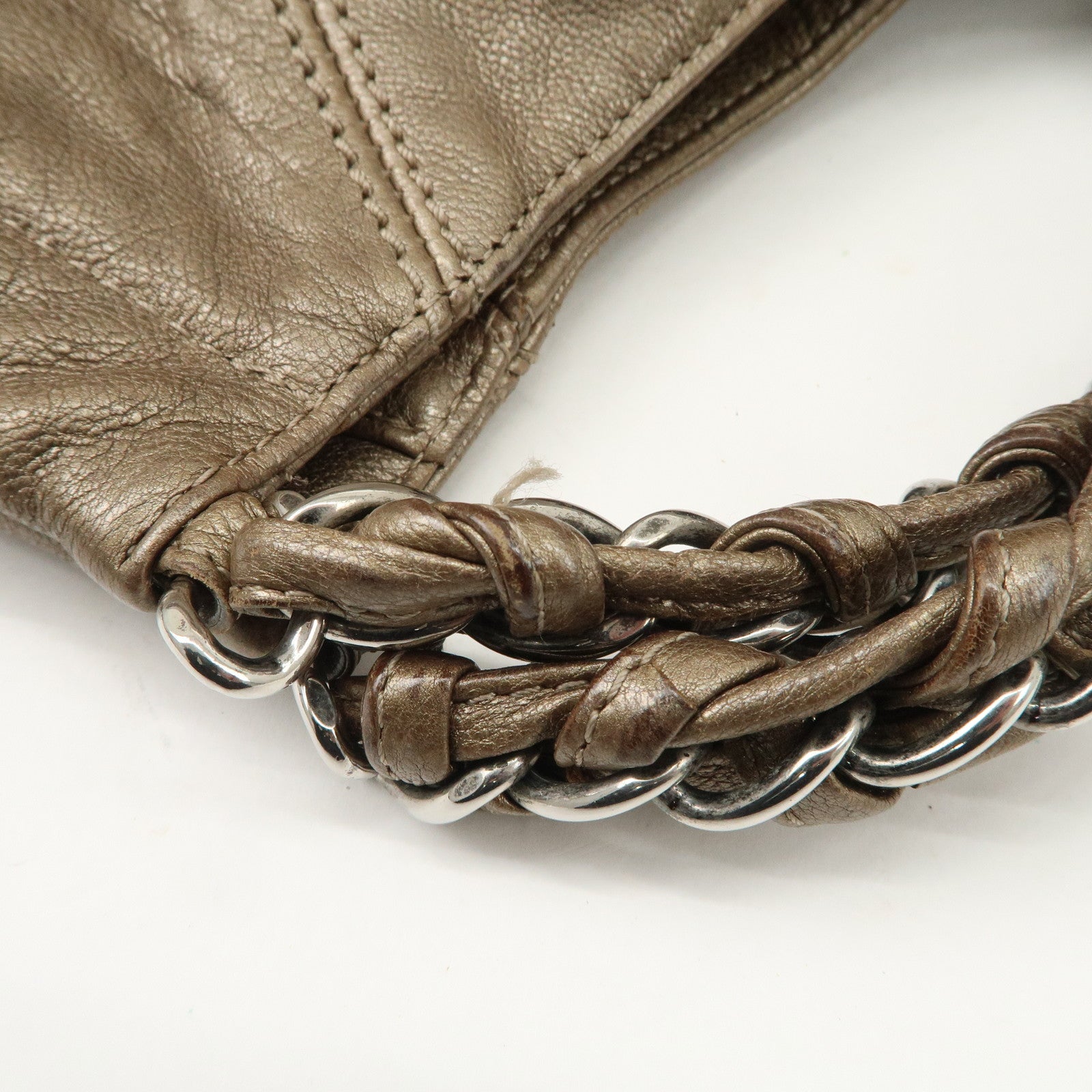 CHANEL COCO Cabas Matelasse Leather Chain Shoulder Bag Brown A33986 Used