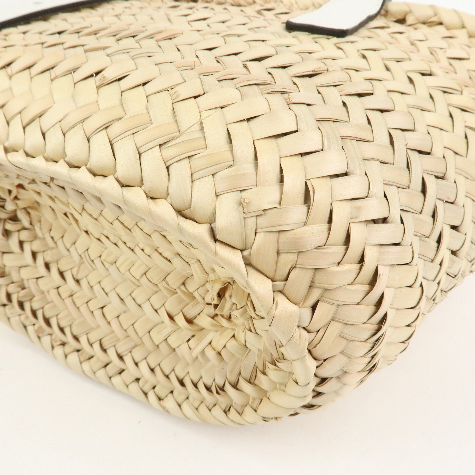 LOEWE Anagram Raffia Leather Small Basket Bag Hand Bag Natural