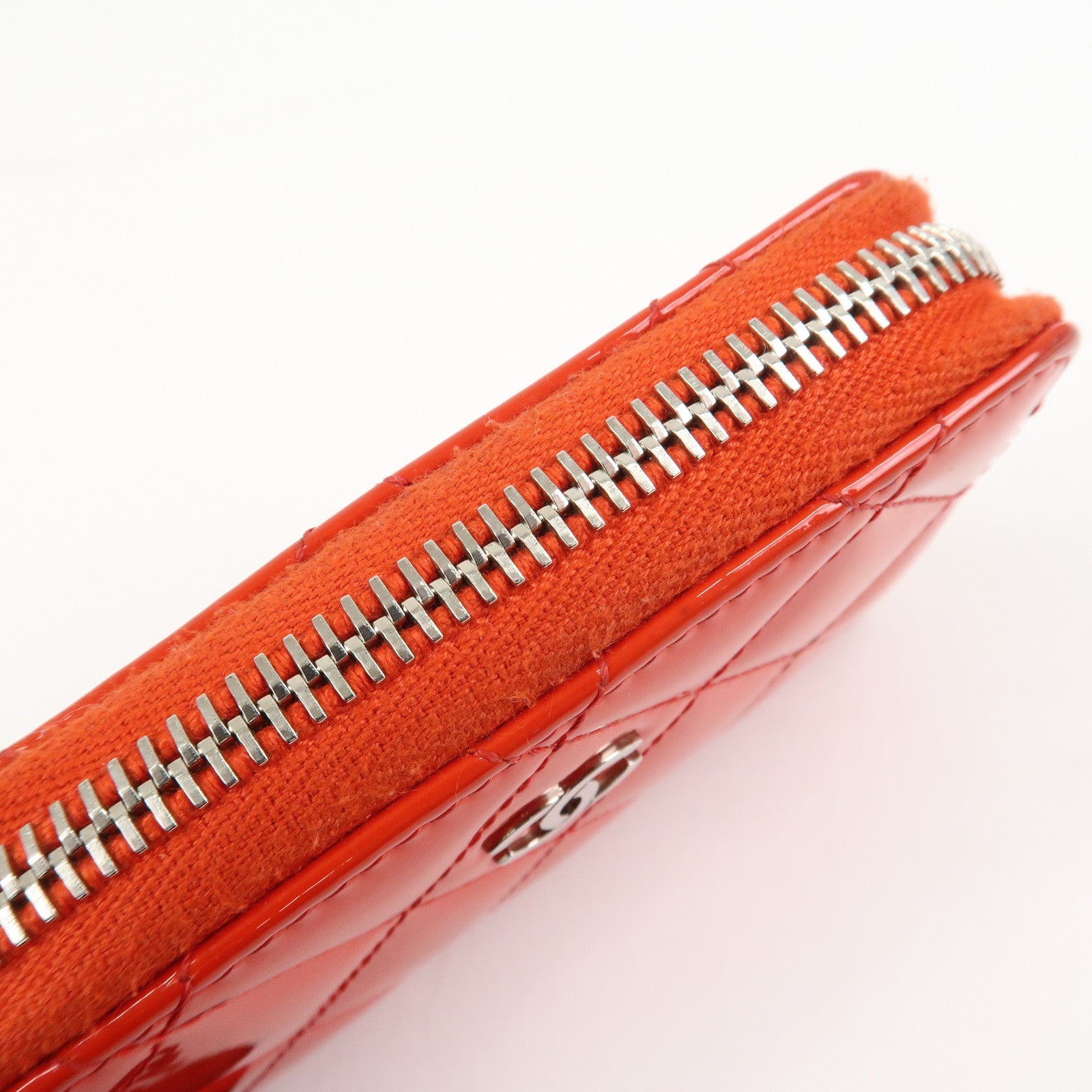 CHANEL Matelasse Patent Leather Card Case Coin Case Red