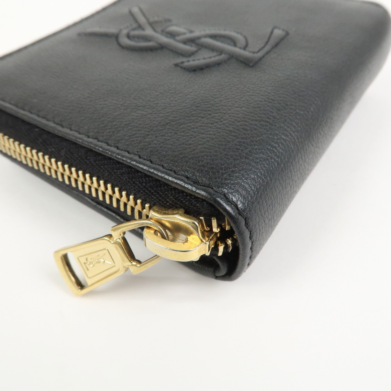 SAINT LAURENT PARIS Coin Case Coin Wallet Leather Black Logo 352906