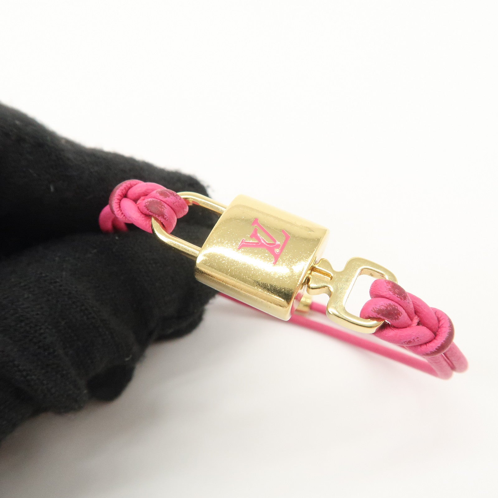 Louis Vuitton Monogram Padlock Bracelet Viole Fuchsia Gold HDW M8521F Used