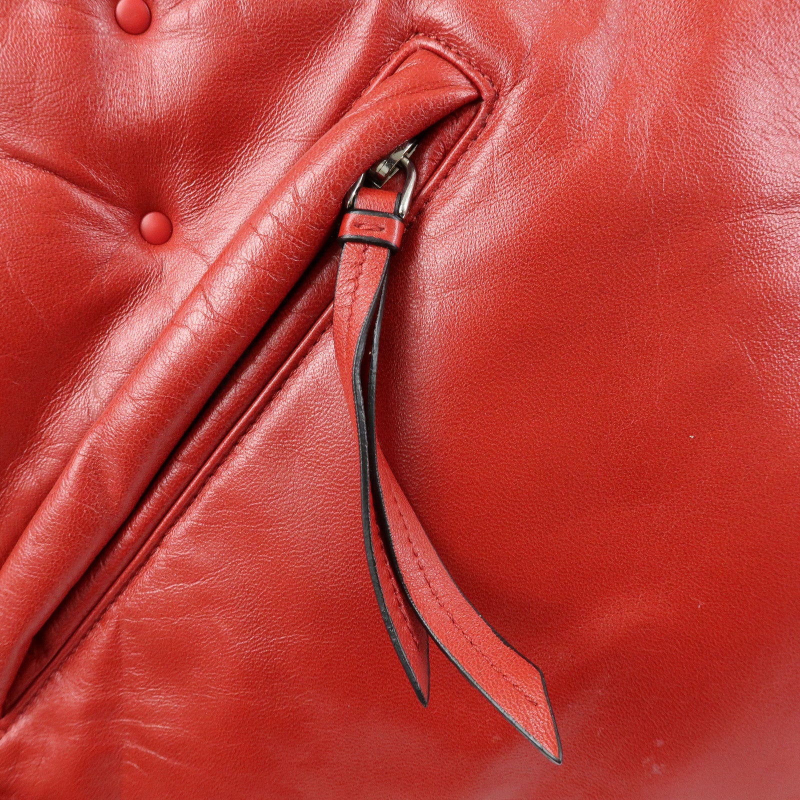 PRADA Nappa Leather Shoulder Bag Hand Bag Boston Bag Red 1BB052