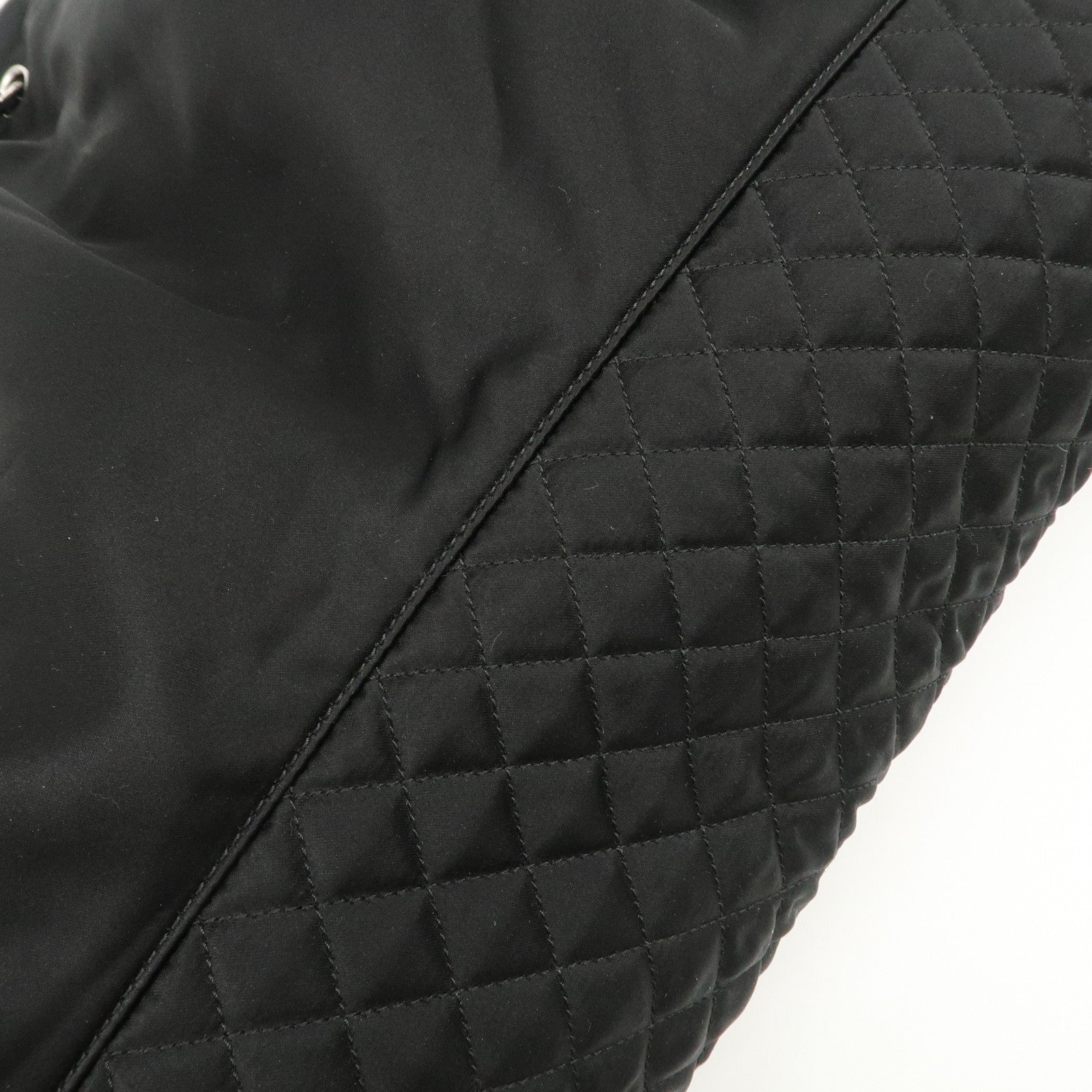 CHANEL Melrose Cabas Cotton Jersey Shoulder Bag Black Used