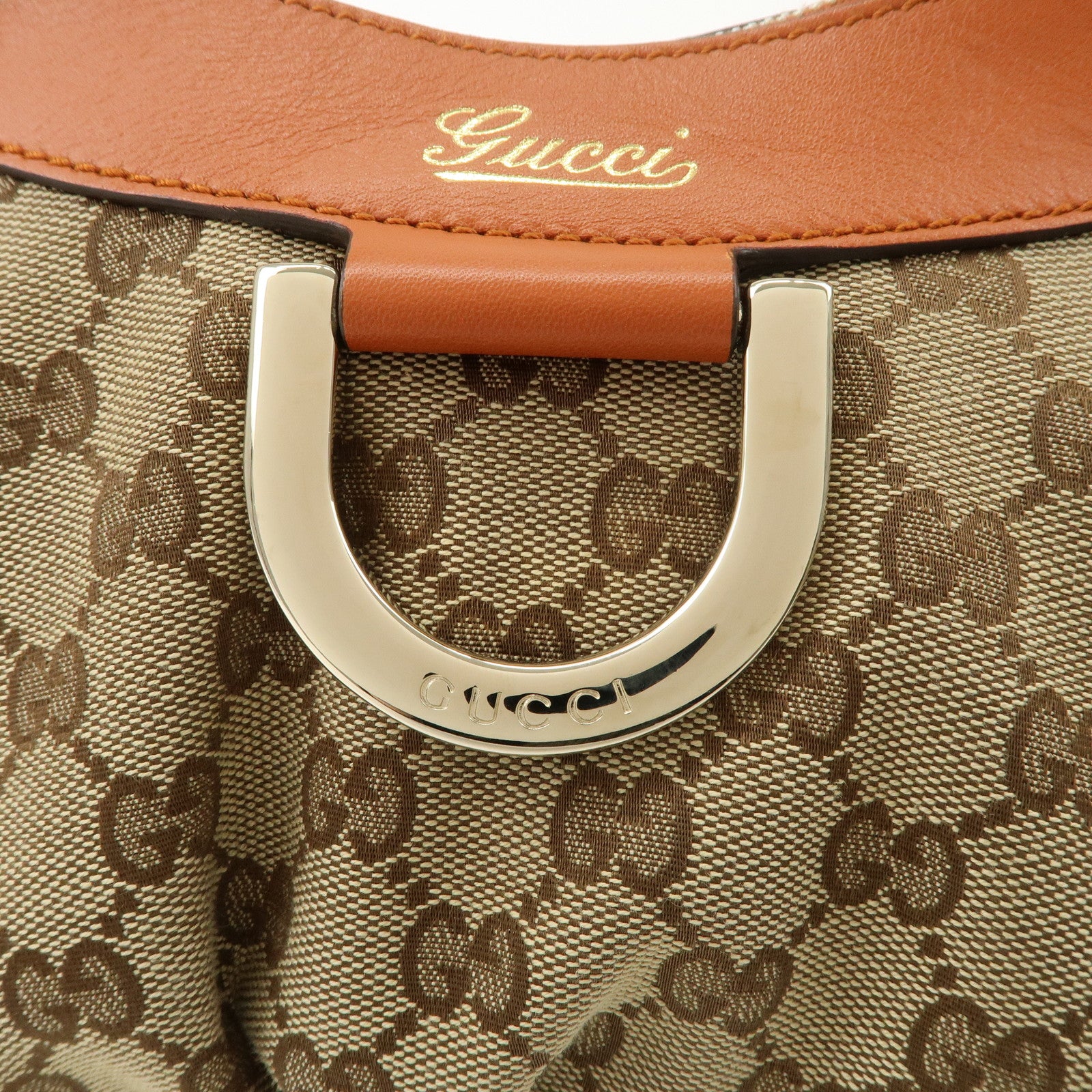 GUCCI Abbey GG Canvas Leather Shoulder Bag Hand Bag Beige 190525