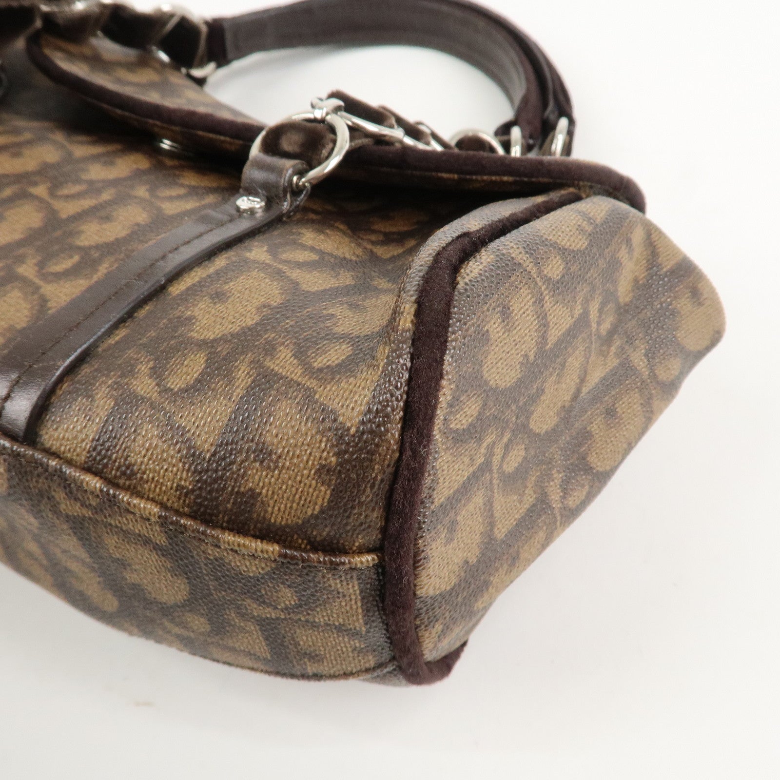 Christian Dior Trotter Romantic PVC Suede Hand Bag Brown