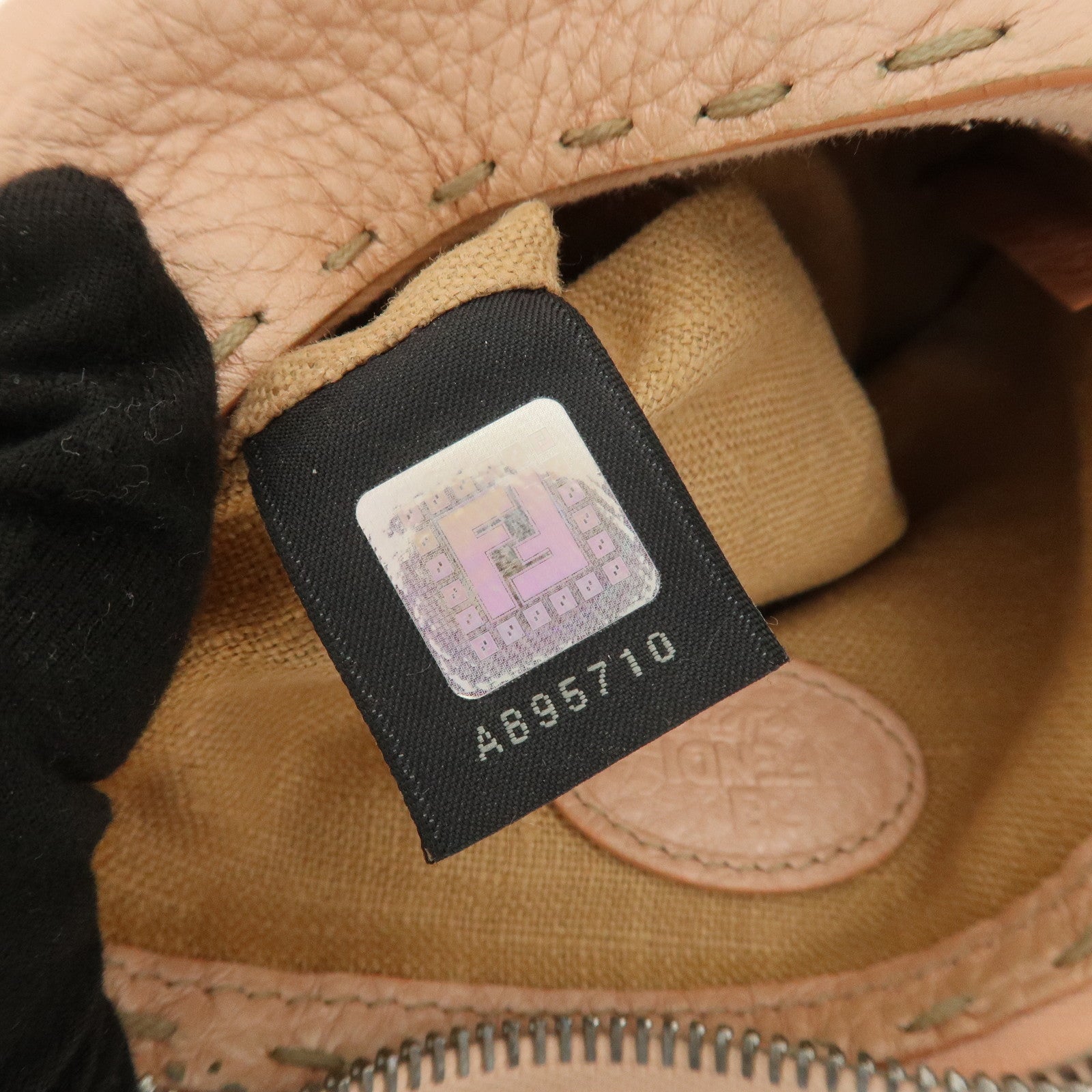 FENDI Set Of 2 Leather Zucchino Canvas Pouch Pink 8N0036 7N0038