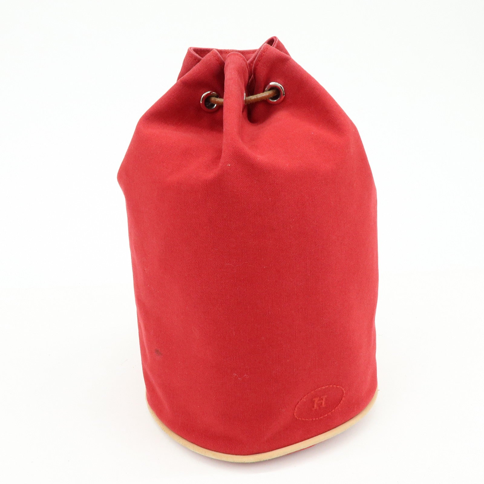 HERMES Canvas Leather Polochon Mimil PM Drawstring Shoulder Bag