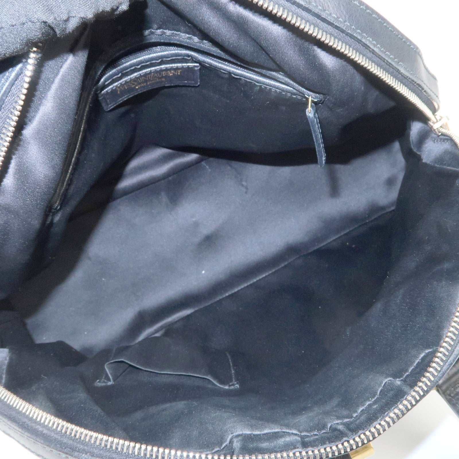 SAINT LAURENT PARIS Logo Leather Shoulder Bag Hand Bag Black 156464