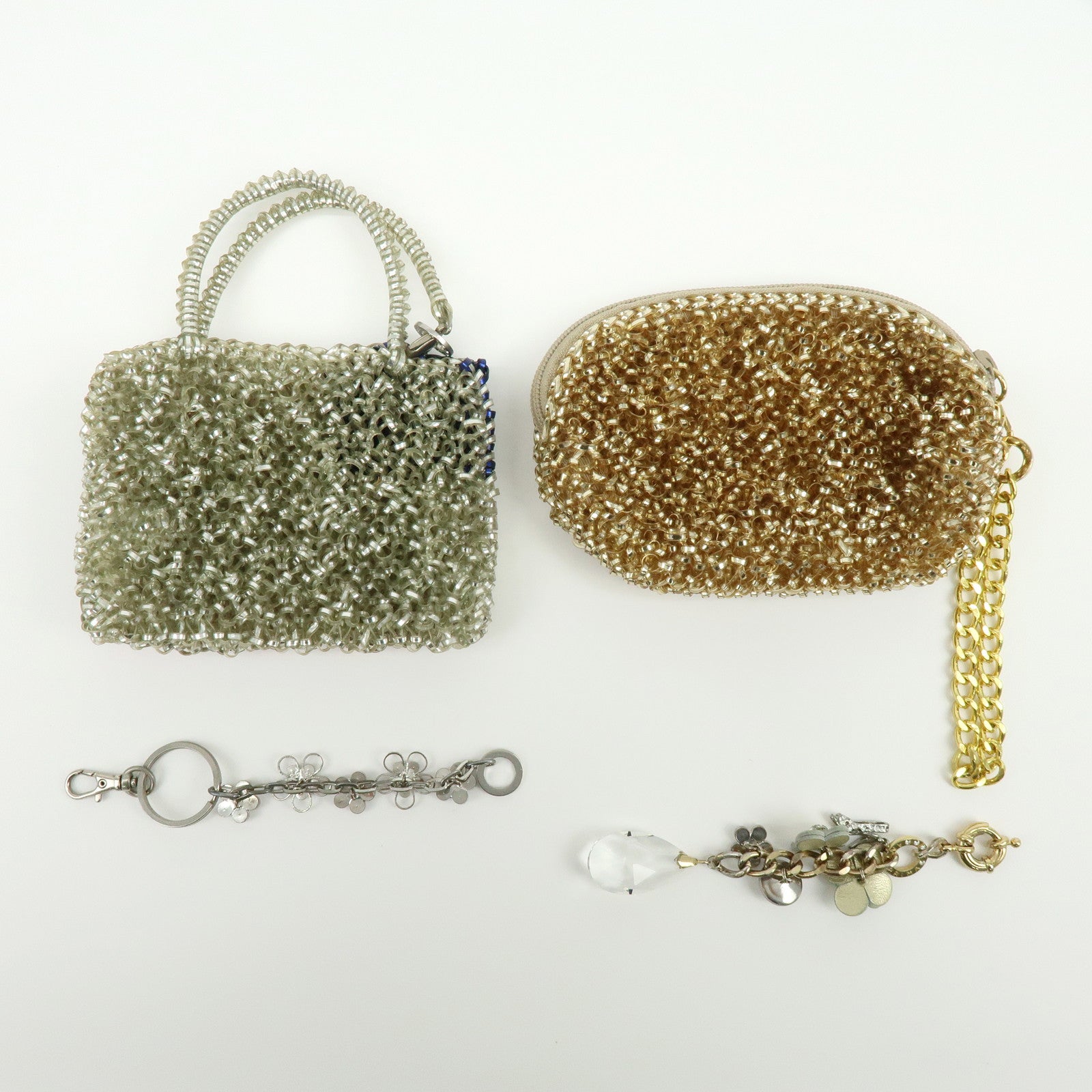ANTEPRIMA Set of 4 PVC Wire Hand Bag Pouch Bag Charm Silver Gold